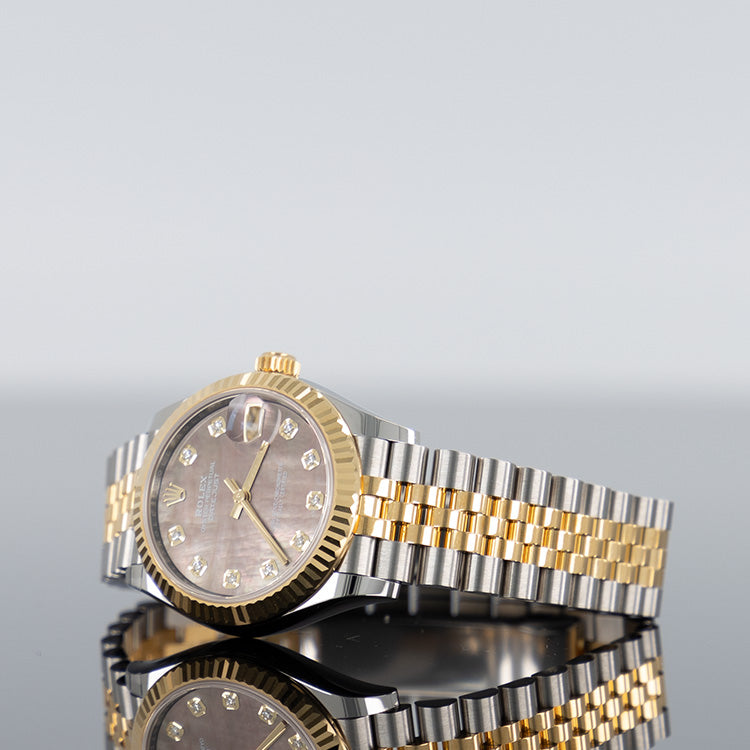 Rolex Datejust 31mm Steel and Yellow Gold Mother of Pearl Brown Dial 278273
